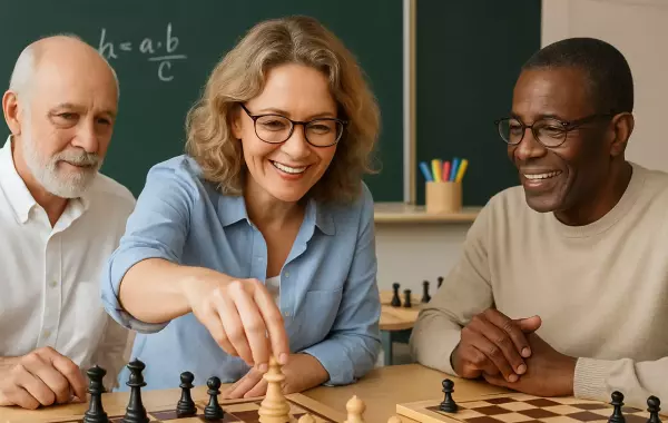 Chess teacher training course - educators learning chess in a modern classroom setting